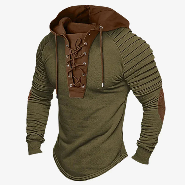 Felpa da uomo con scollo allacciato e comodo cappuccio