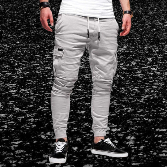 Pantaloni cargo casual con tasche a patta da uomo