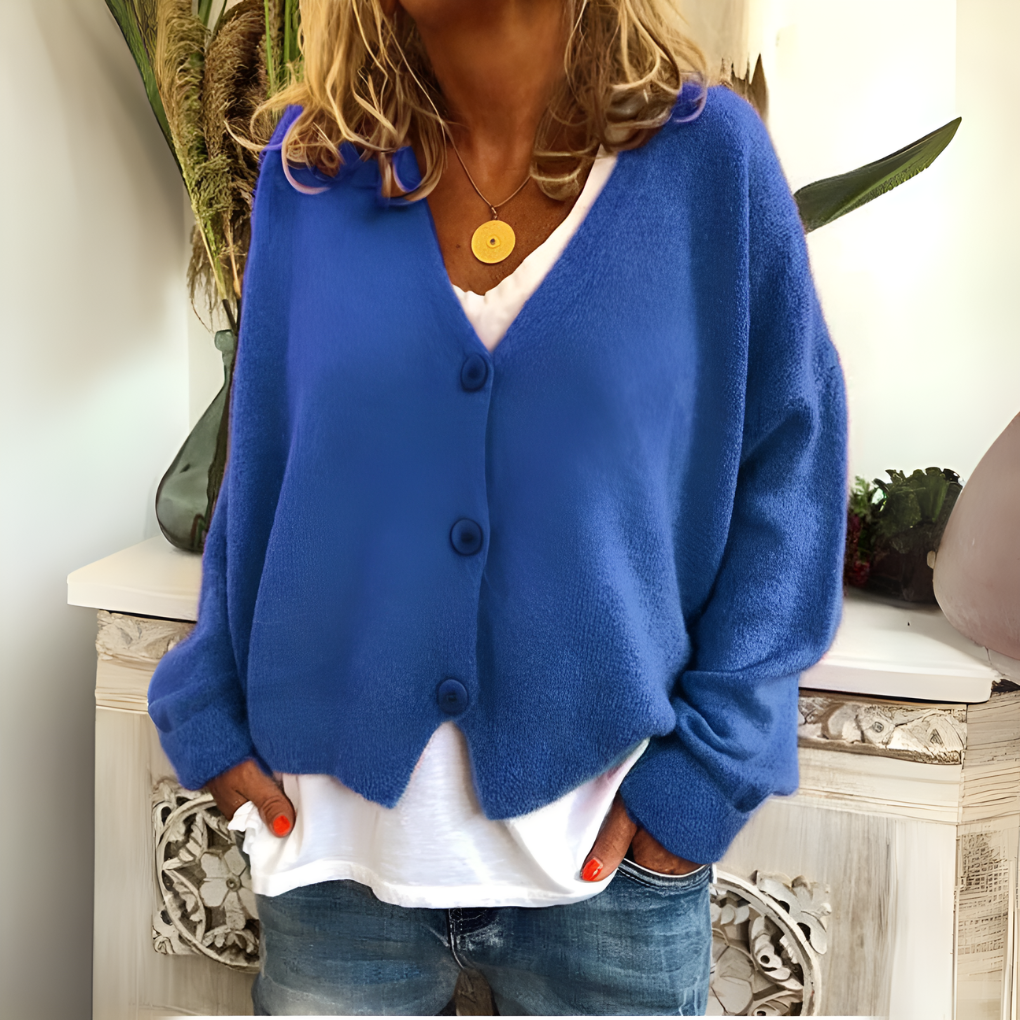 Cardigan morbido in maglia con scollo a V da donna