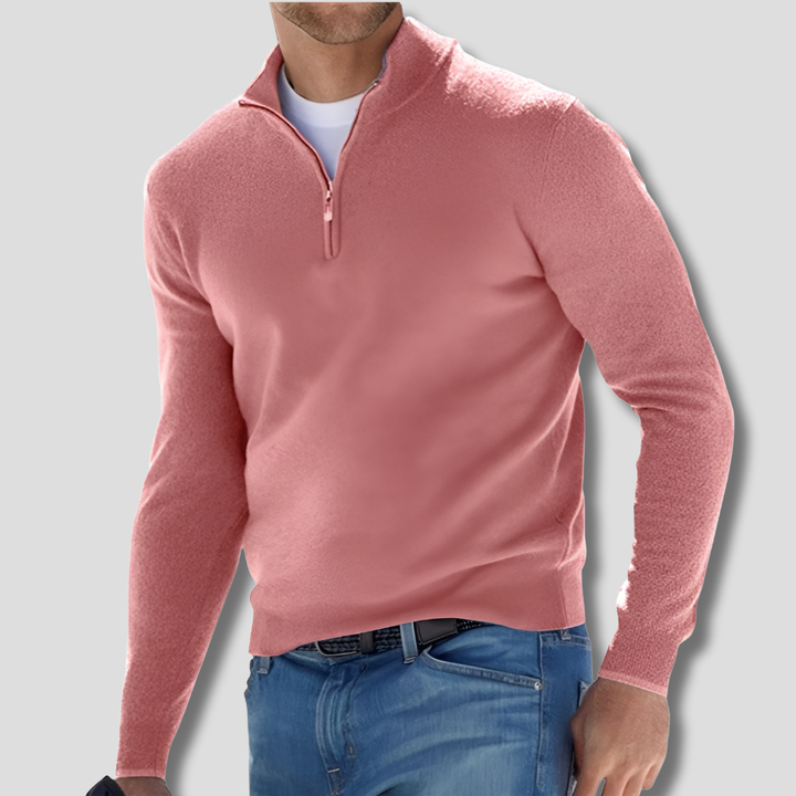 Maglione in Cotone con Collo a Zipper per Uomini