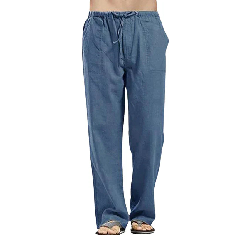 Lino – Pantaloni da uomo in lino traspirante con vestibilità oversize