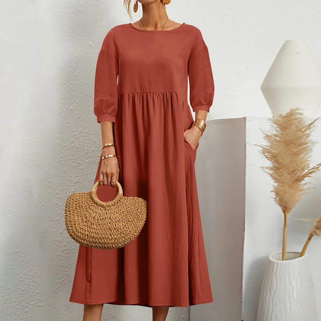 Abito midi patchwork dal taglio morbido da donna