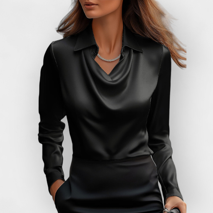 Blusa in Satin Elegante con Collo a Cascata