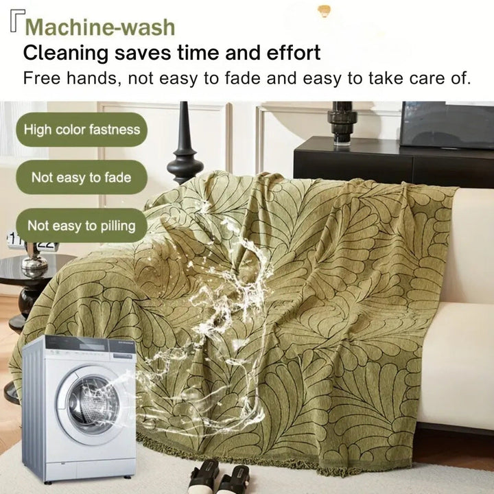 Frond – Copridivano reversibile jacquard con motivo a foglie