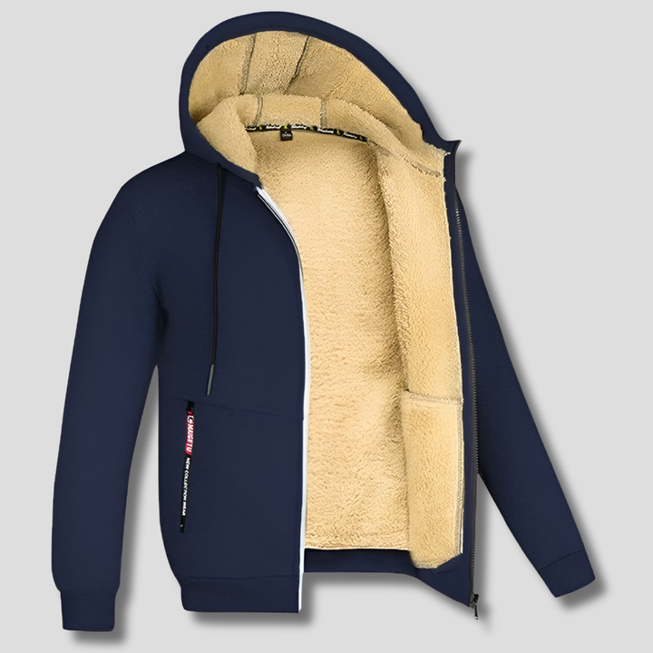 Felpa Pullover con Fodera in Pelliccia per Uomini