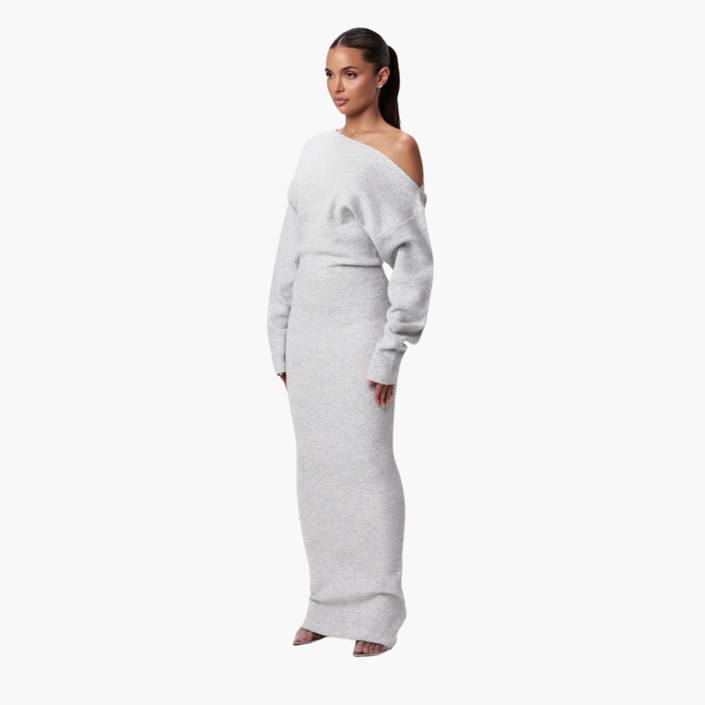 Abito in Maglia Senza Spalline per Donne – Abito Serale Elegante
