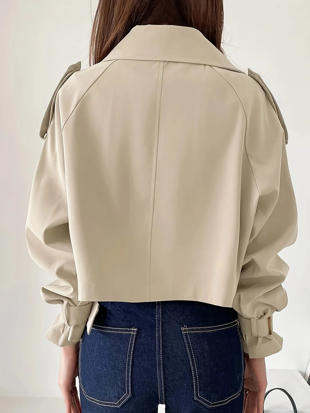 Trench corto casual da donna con cintura