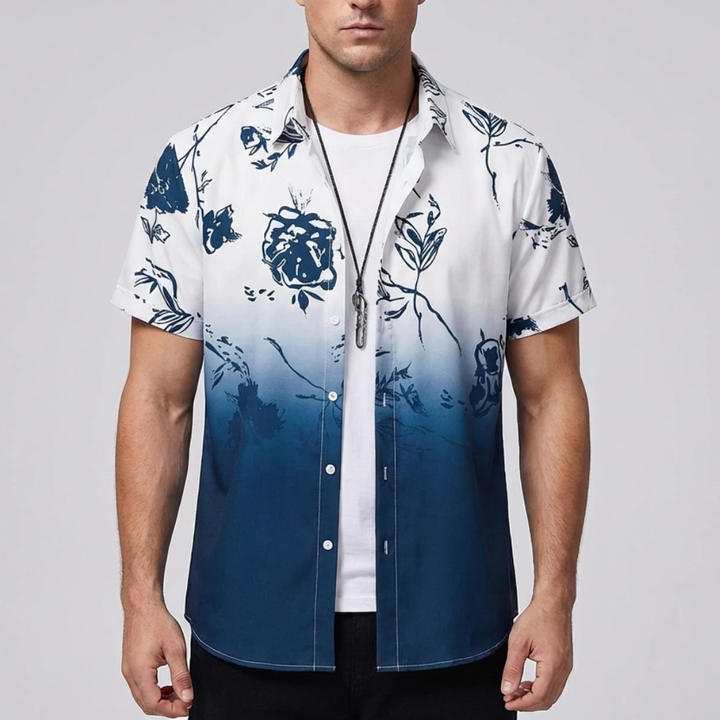 Camicia Hawaiana Stampa Fiore 3D per Uomo