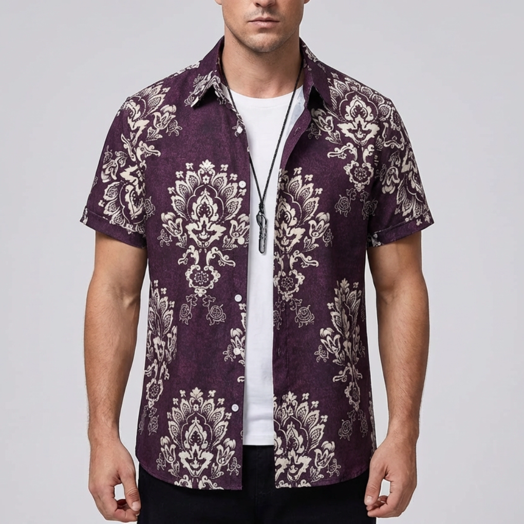 Camicia Hawaiana Stampa Fiore 3D per Uomo