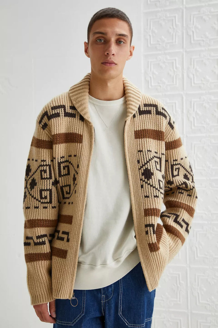 Cardigan da uomo in maglia jacquard vintage con cerniera: lo stile intramontabile incontra il comfort moderno