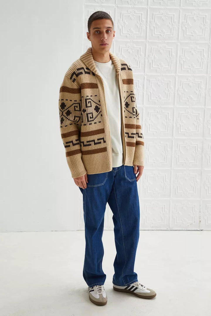 Cardigan da uomo in maglia jacquard vintage con cerniera: lo stile intramontabile incontra il comfort moderno