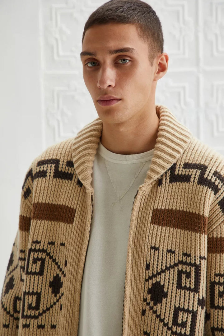 Cardigan da uomo in maglia jacquard vintage con cerniera: lo stile intramontabile incontra il comfort moderno