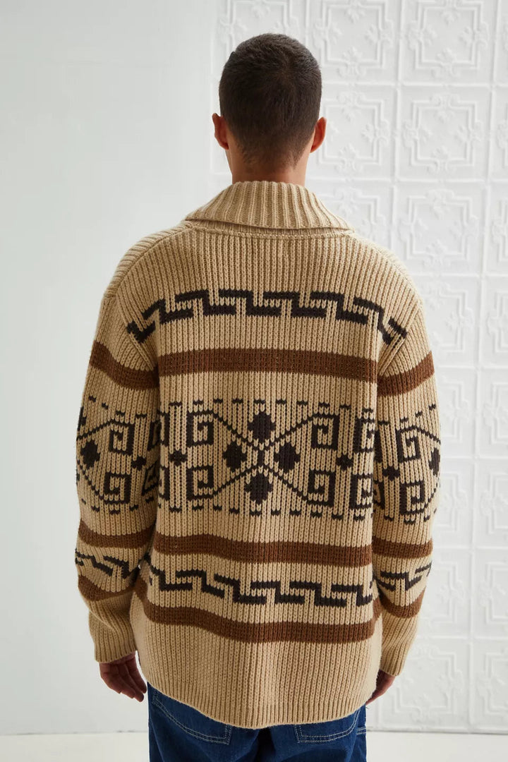 Cardigan da uomo in maglia jacquard vintage con cerniera: lo stile intramontabile incontra il comfort moderno