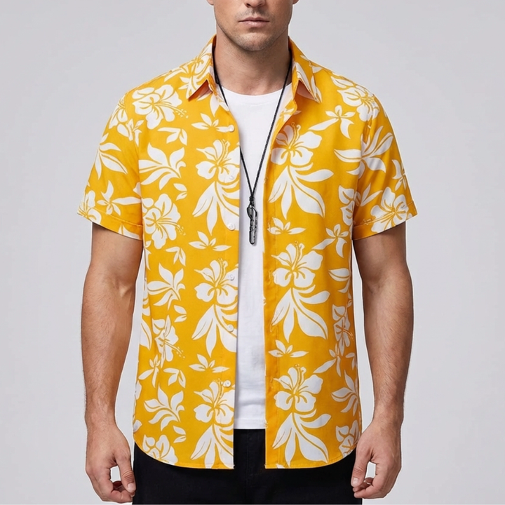 Camicia Hawaiana Stampa Fiore 3D per Uomo