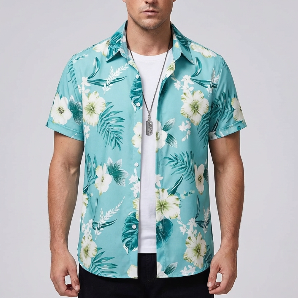 Camicia Hawaiana Stampa Fiore 3D per Uomo