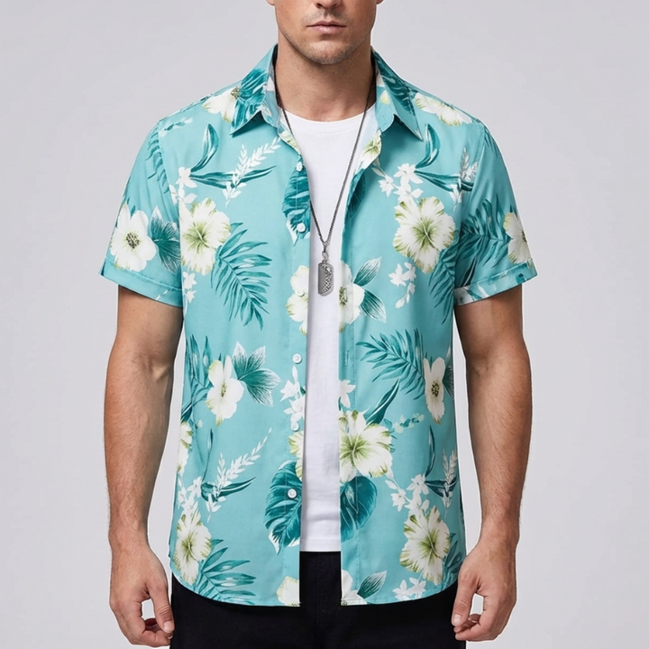 Camicia Hawaiana Stampa Fiore 3D per Uomo
