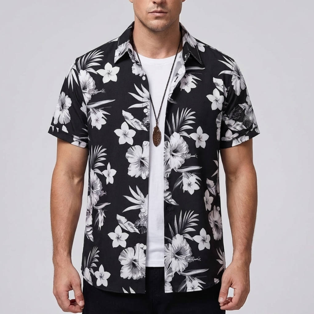 Camicia Hawaiana Stampa Fiore 3D per Uomo