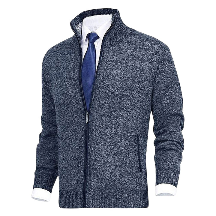 Cardigan lavorato a maglia con zip, colletto e tasche
