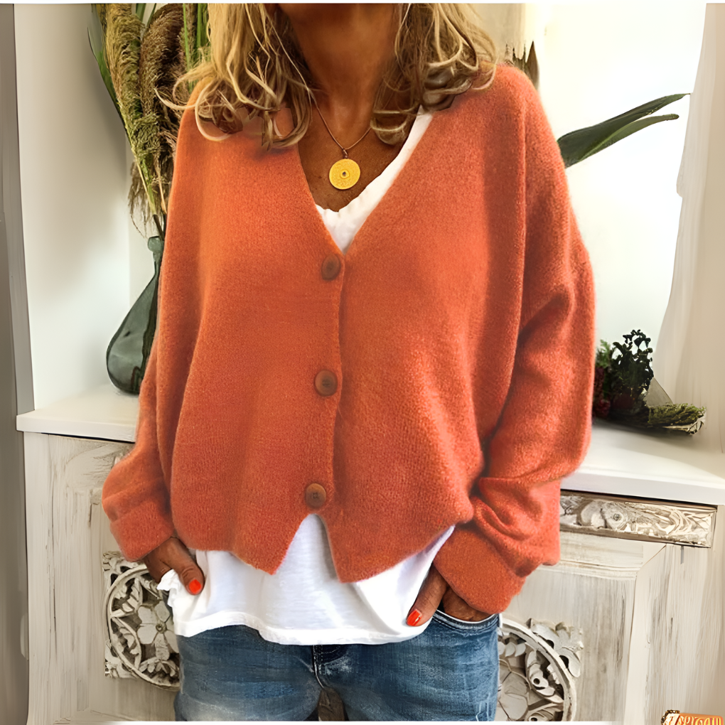 Cardigan morbido in maglia con scollo a V da donna