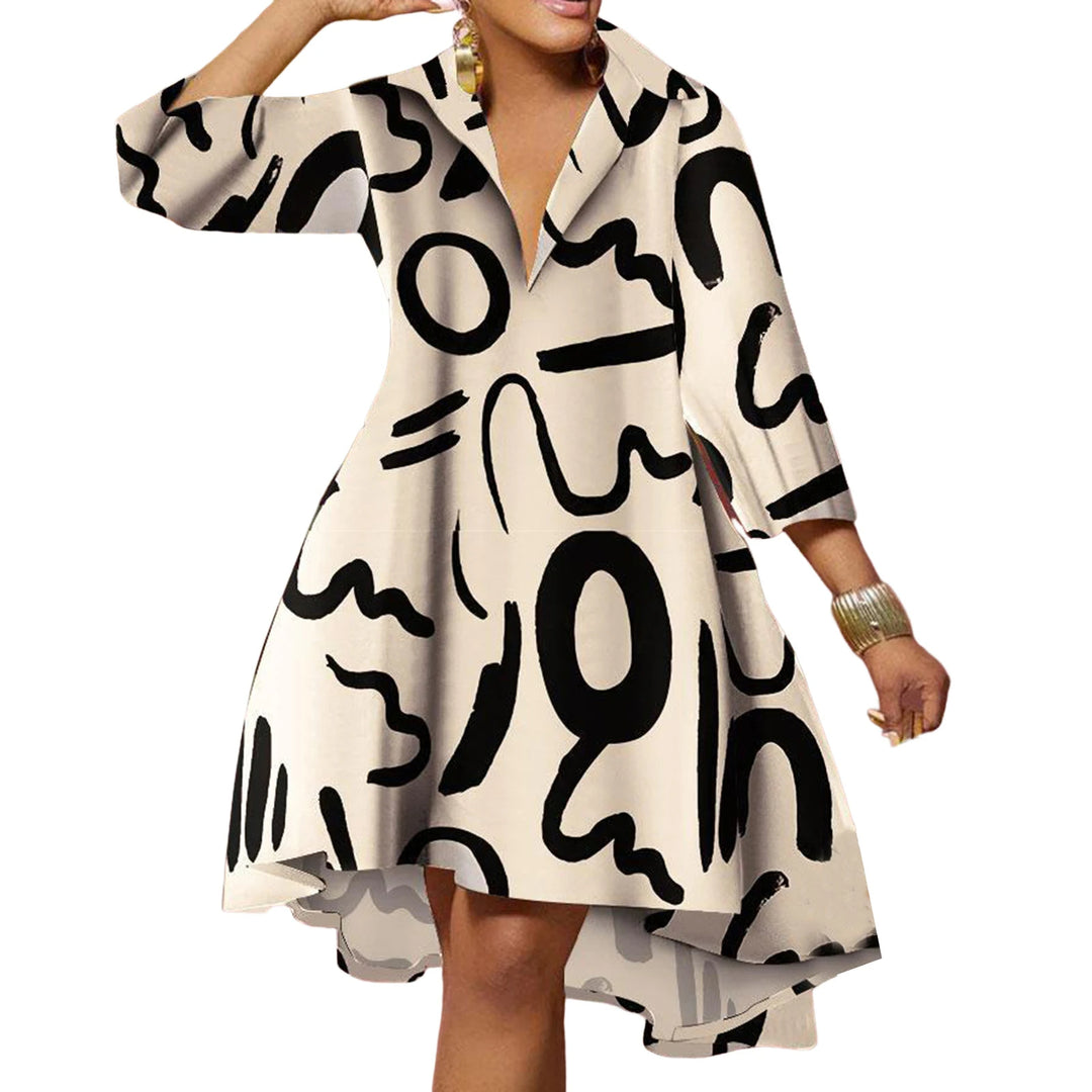 Abito estivo oversize con stampa boho da donna