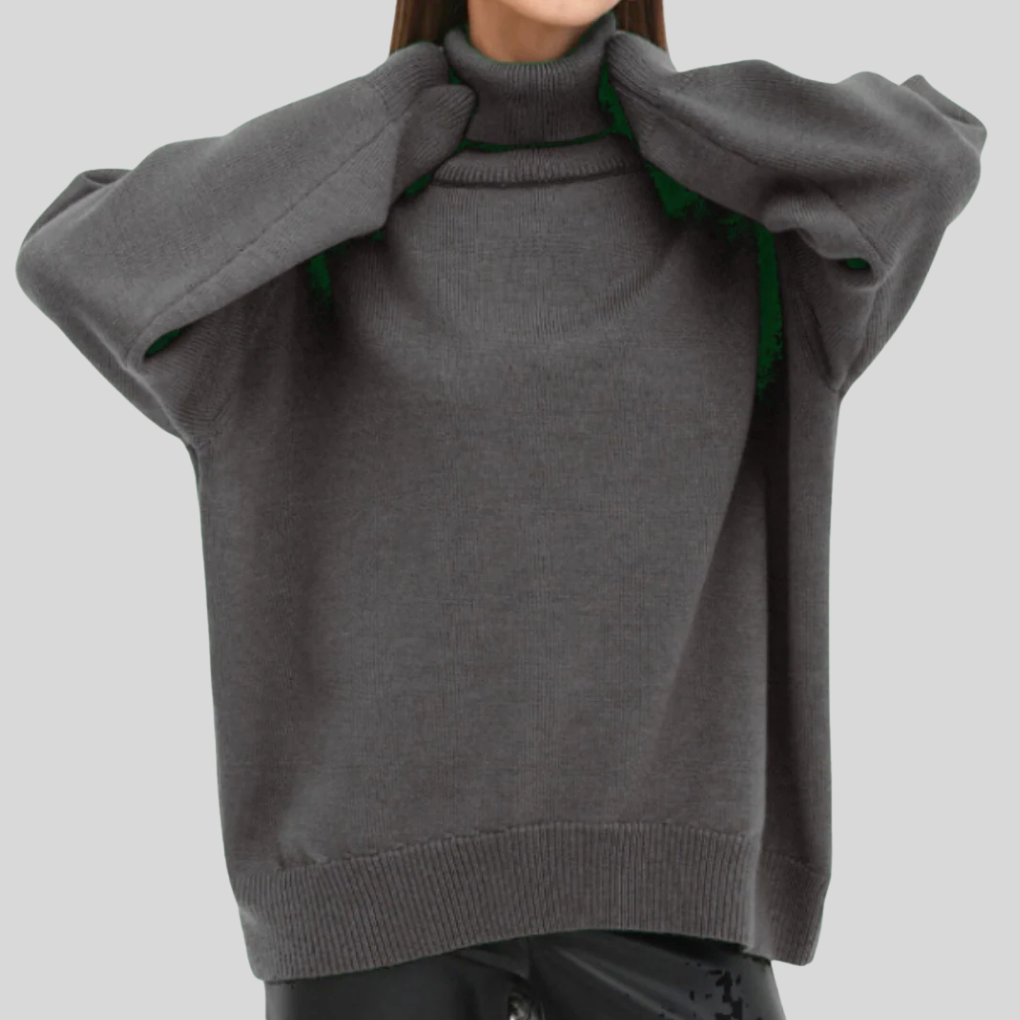Maglione Collo Alto Moderno per Donna – Strato Elevato per il Freddo