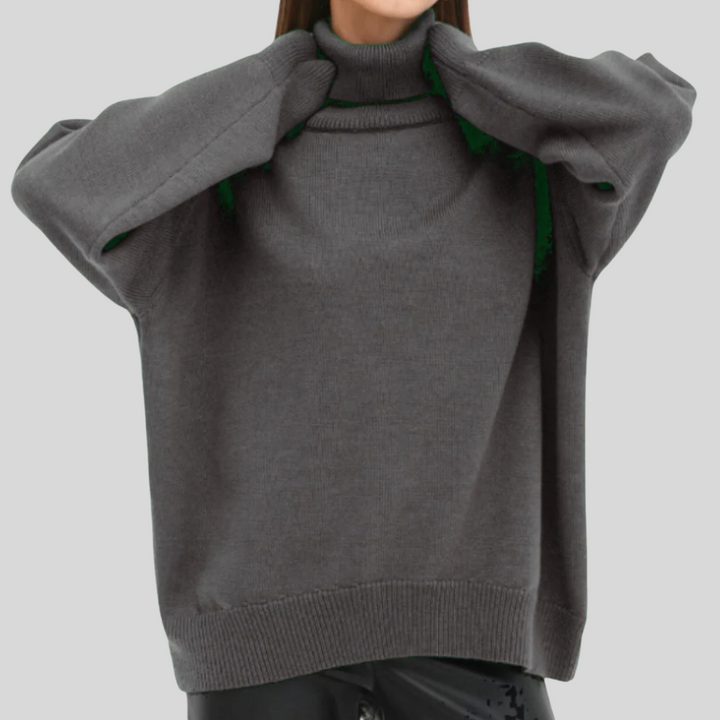 Maglione Collo Alto Moderno per Donna – Strato Elevato per il Freddo