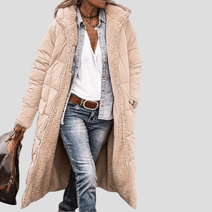 Cappotto Invernale Lungo Reversibile da Donna – Con Cappuccio e Fodera in Teddy