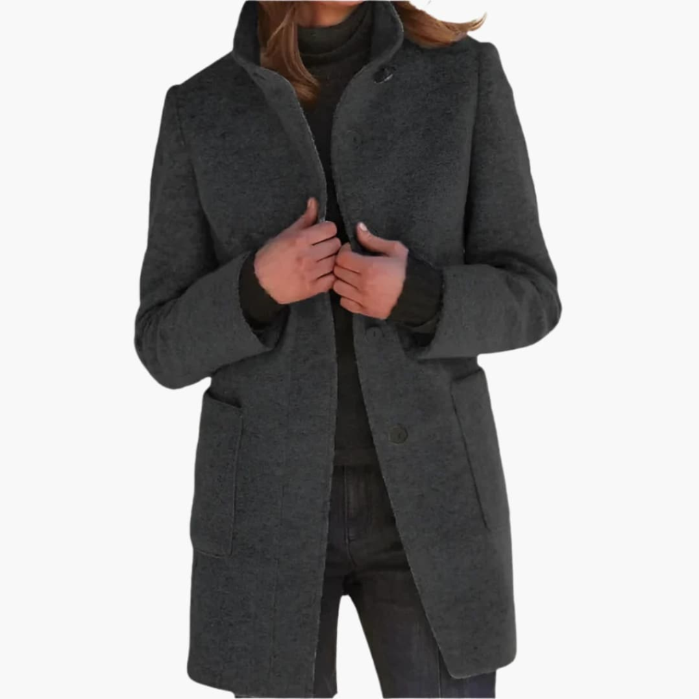 Cappotto da Donna con Collo Alto e Tasche