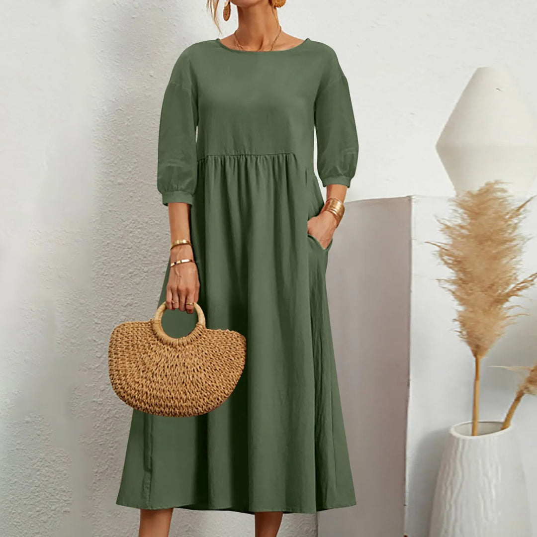 Abito midi patchwork dal taglio morbido da donna