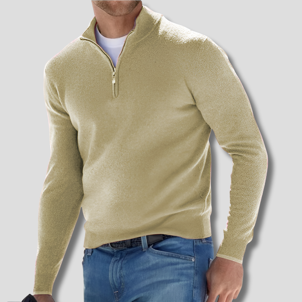 Maglione in Cotone con Collo a Zipper per Uomini