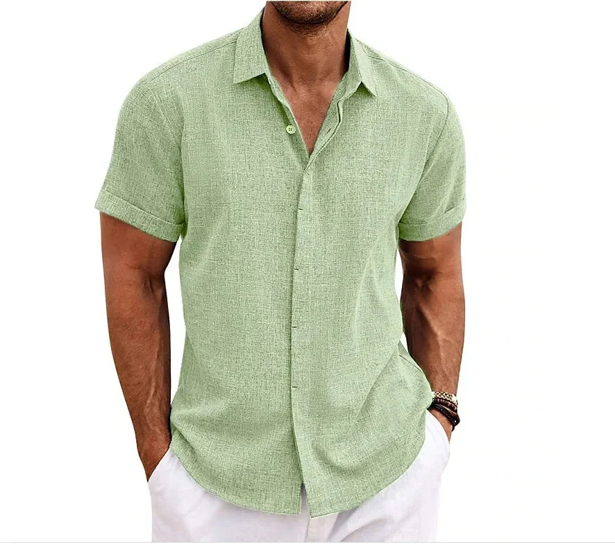 Camicia in misto cotone e lino da uomo