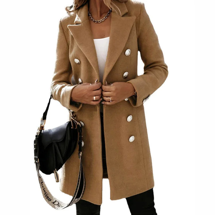 Cappotto Lungo Elegante Simile Lana per Donna