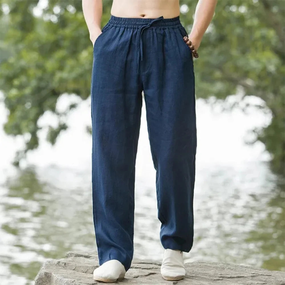 Pantaloni da spiaggia in lino da uomo per un comfort estivo senza pensieri