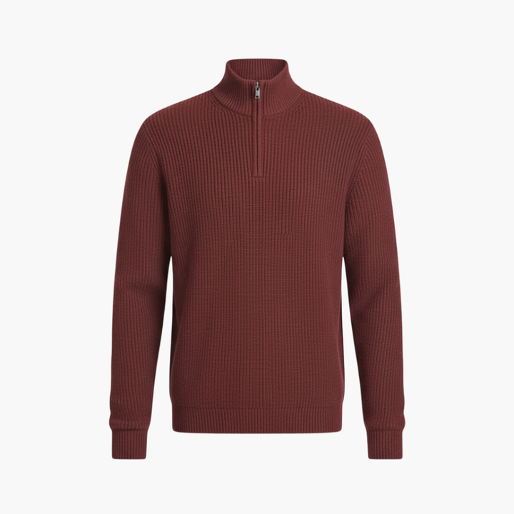 Maglione Ribattuto da Uomo con Collo a Mezza Zip