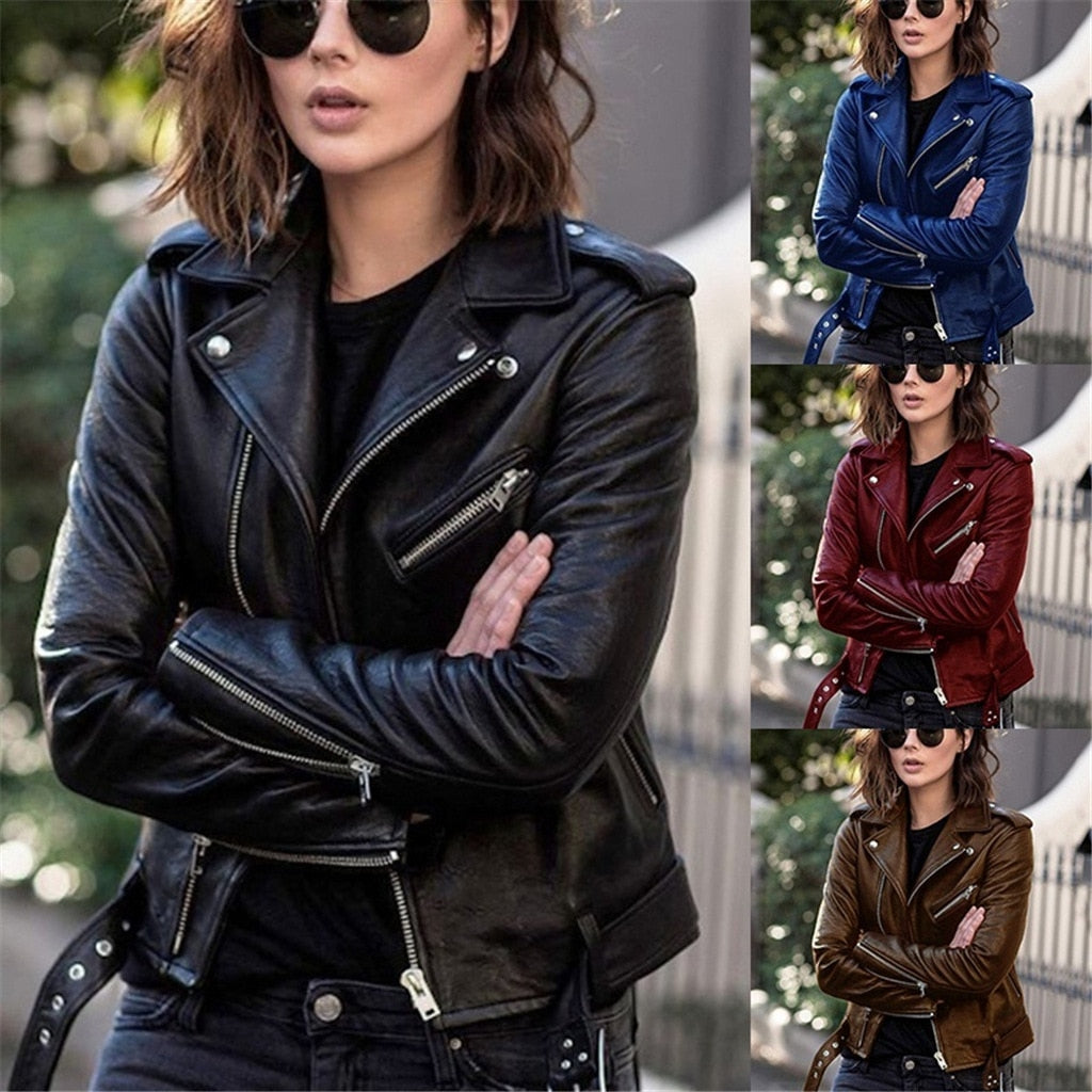 Giacca in similpelle con zip e tasche