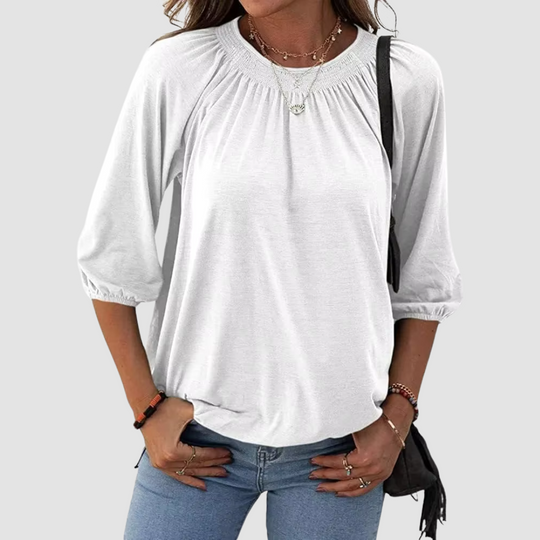 T-shirt con dettagli patchwork da donna