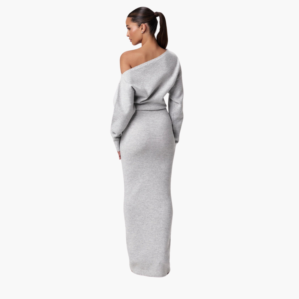 Abito in Maglia Senza Spalline per Donne – Abito Serale Elegante