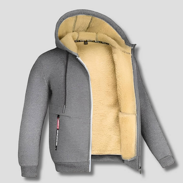 Felpa Pullover con Fodera in Pelliccia per Uomini