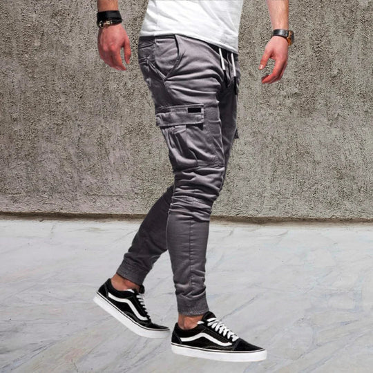 Pantaloni cargo casual con tasche a patta da uomo