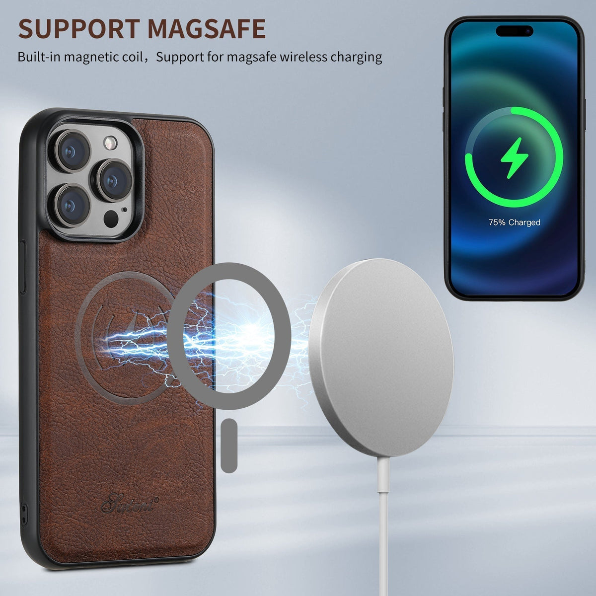 Cover per smartphone con portacarte e supporto magnetico