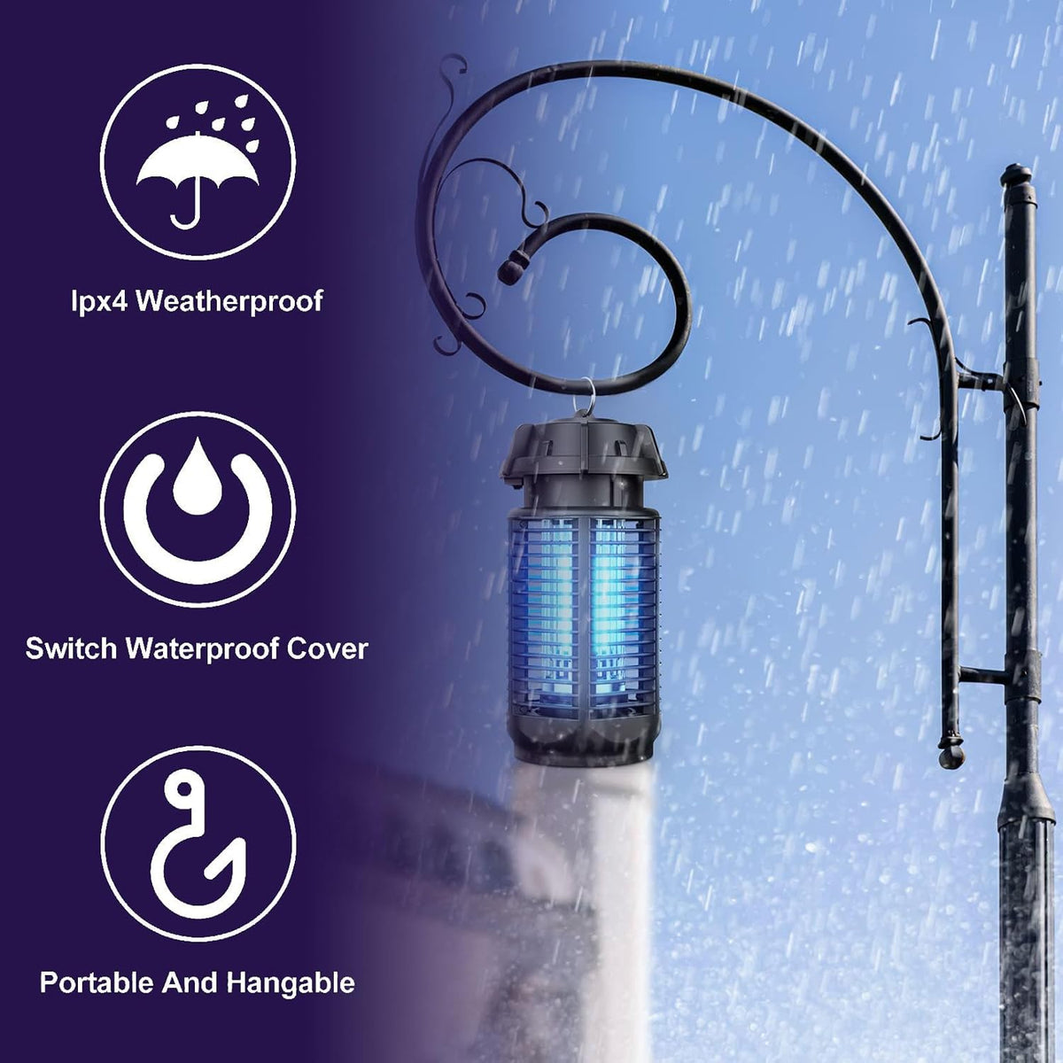 Lampada UV per insetti volanti da 20 W con griglia elettrica