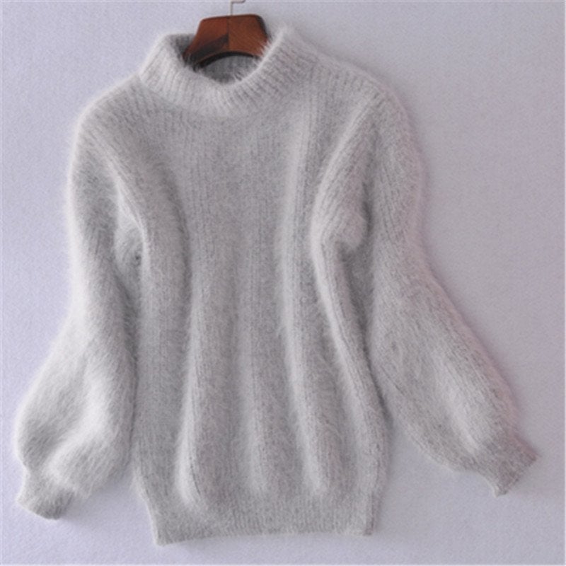 Maglia in Mohair con Collo Alto