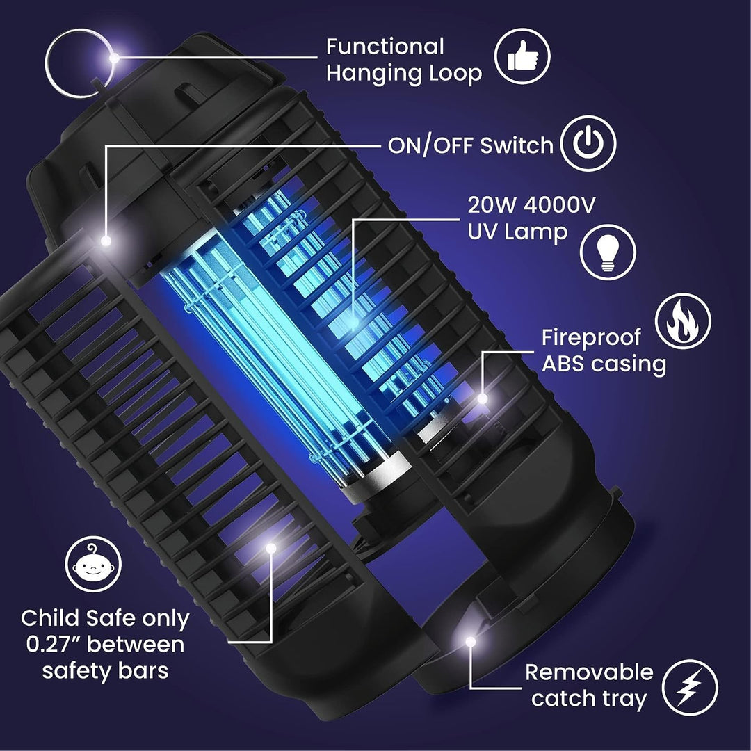 Elektrischer Insektenvernichter mit 20W UV-Licht und 4200V Netz, IPX4 wasserdicht – Zeytra