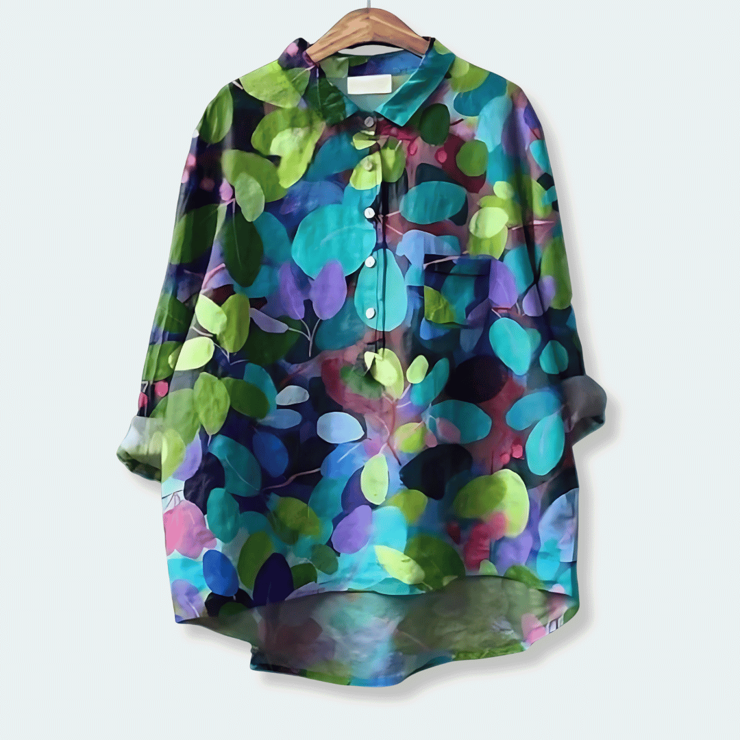 Camicia lunga ampia a fiori da donna