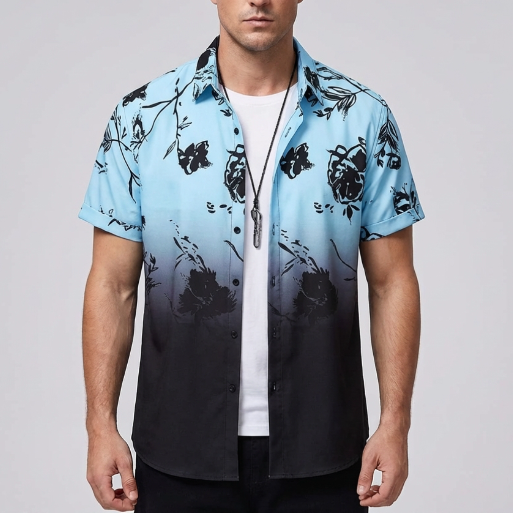 Camicia Hawaiana Stampa Fiore 3D per Uomo