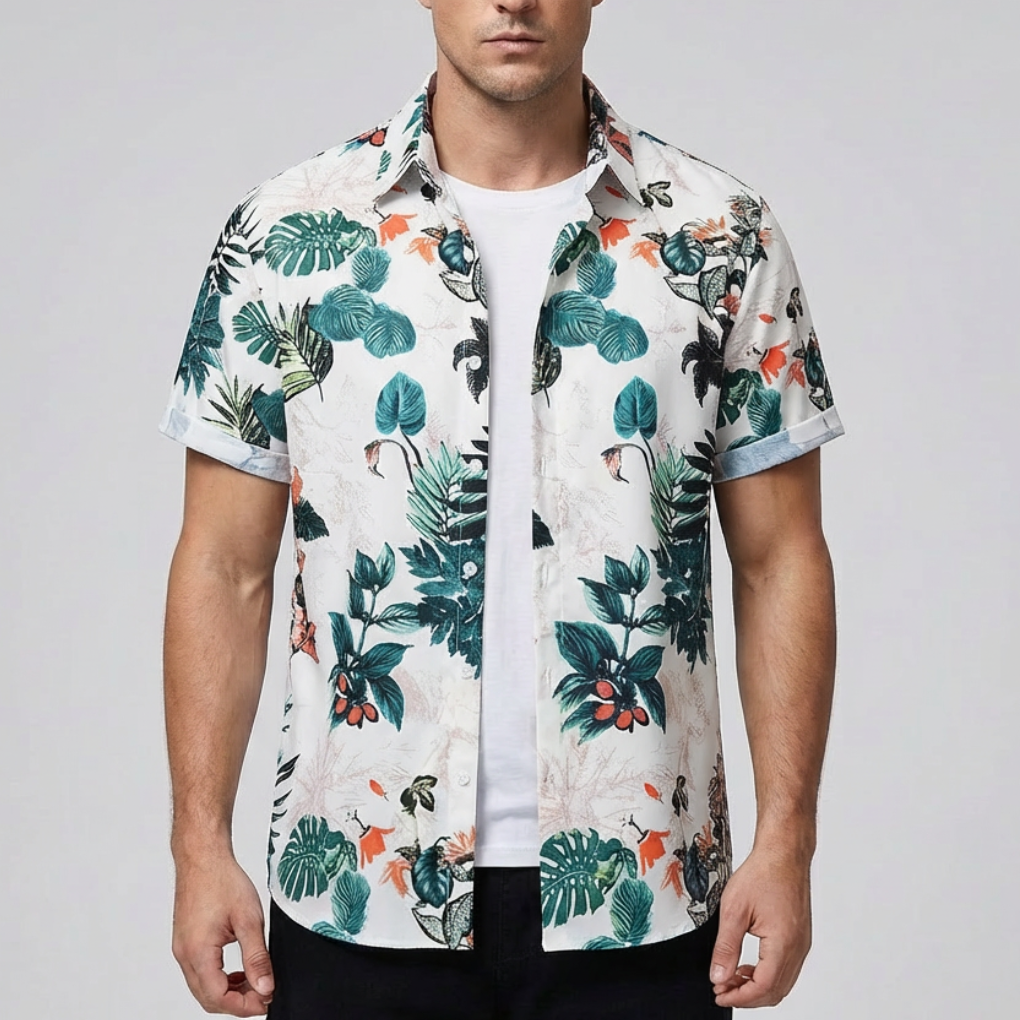 Camicia Hawaiana Stampa Fiore 3D per Uomo