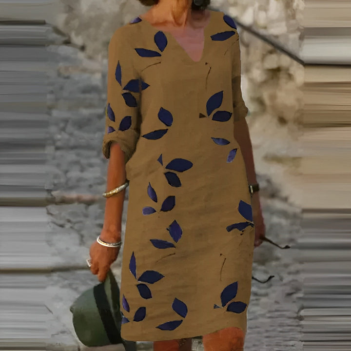 Mavis – Abito Estivo a Stampa Foglia per Donna | Eleganza Senza Sforzo