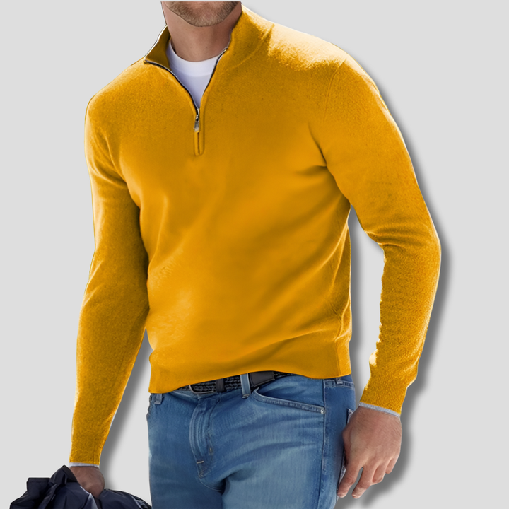 Maglione in Cotone con Collo a Zipper per Uomini