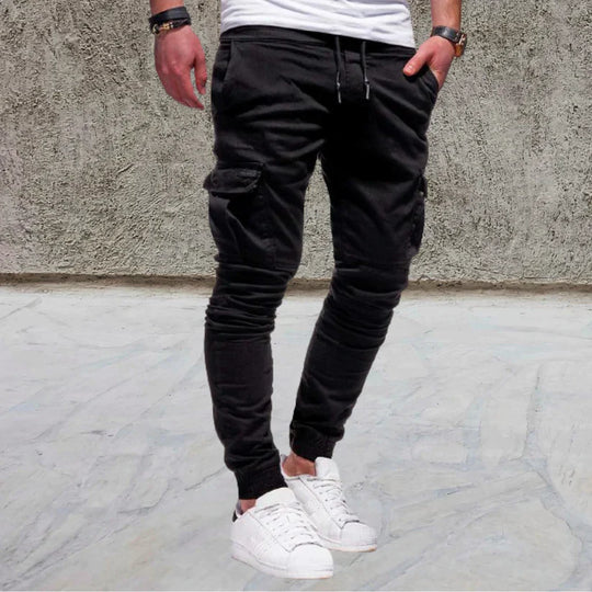 Pantaloni cargo casual con tasche a patta da uomo