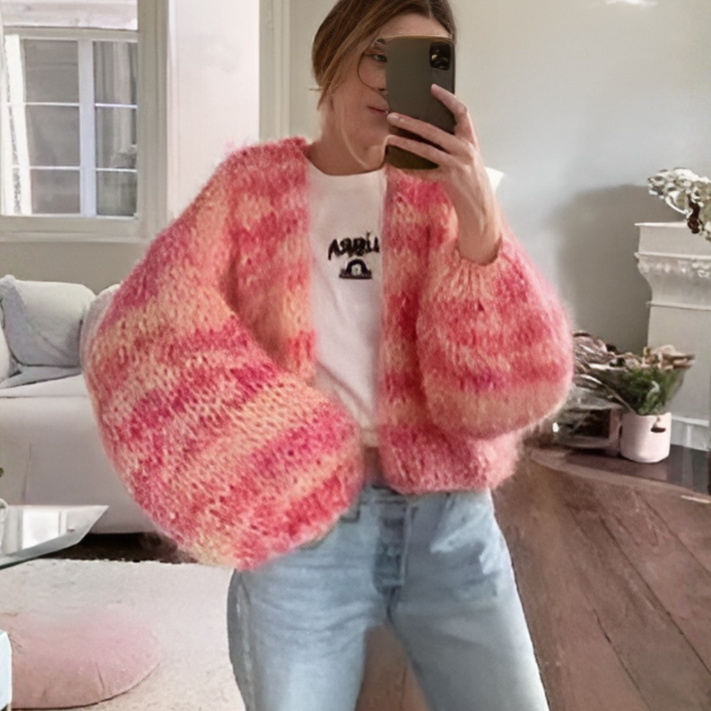 Cardigan Aperto Striato da Donna
